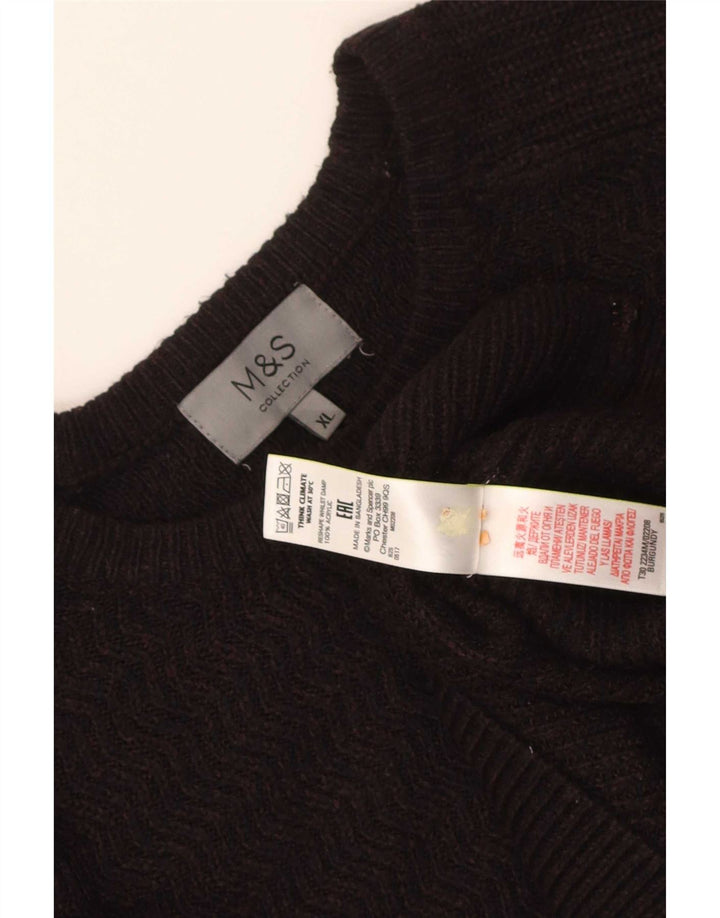 Marks & Spencer Mens Crew Neck Jumper Sweater XL Brown Acrylic