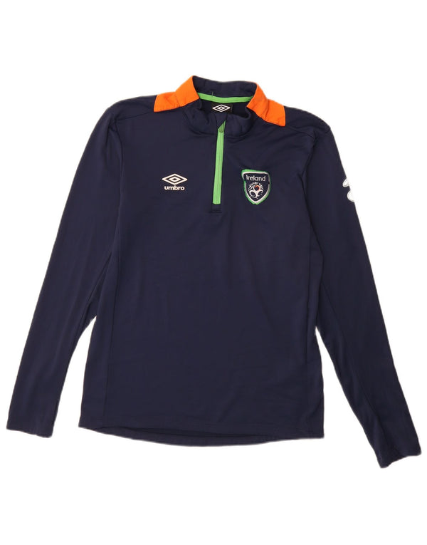 Umbro Boys Ireland Zip Neck Top Long Sleeve 13-14 Years XL Navy Blue