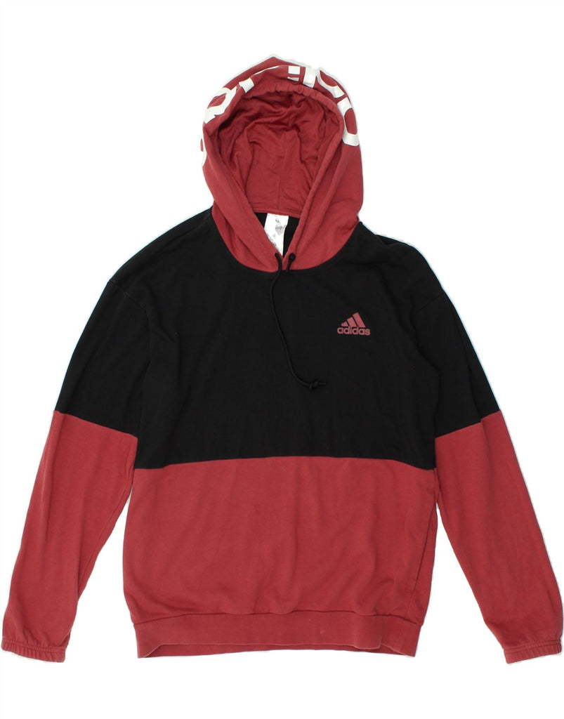 ADIDAS Mens Graphic Hoodie Jumper Large Red Colourblock Cotton | Vintage Adidas | Thrift | Second-Hand Adidas | Used Clothing | Messina Hembry 