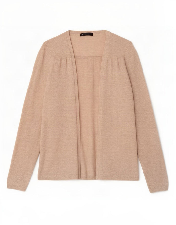 Marks & Spencer Womens Open Cardigan Sweater UK 14 Medium Beige