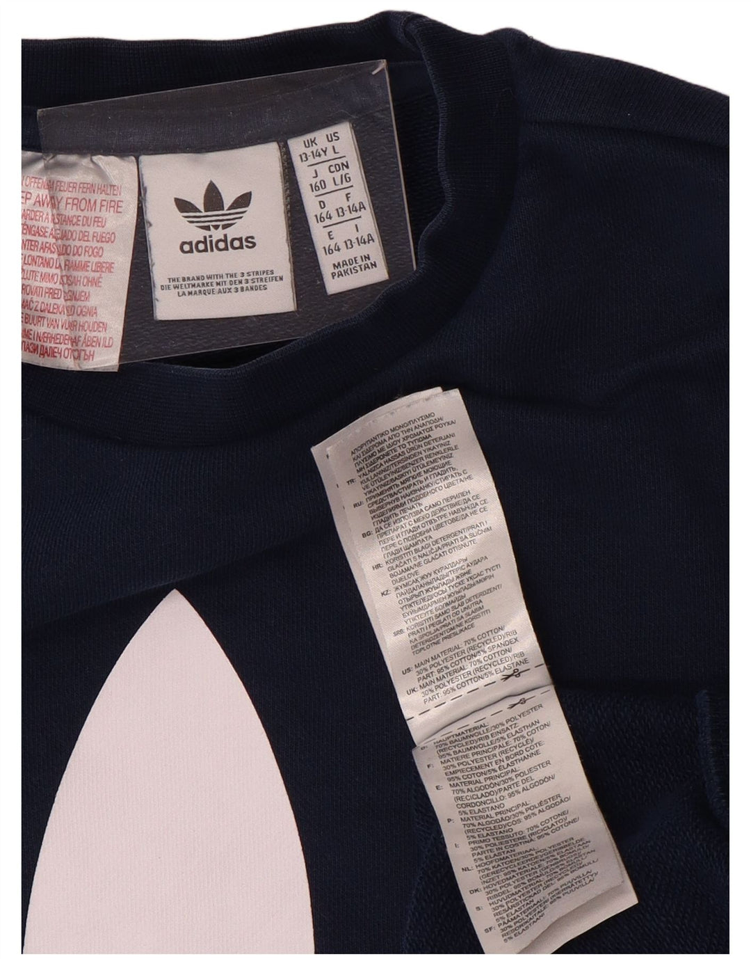 Adidas Boys Sweatshirt Jumper 13-14 Years Navy Blue Cotton