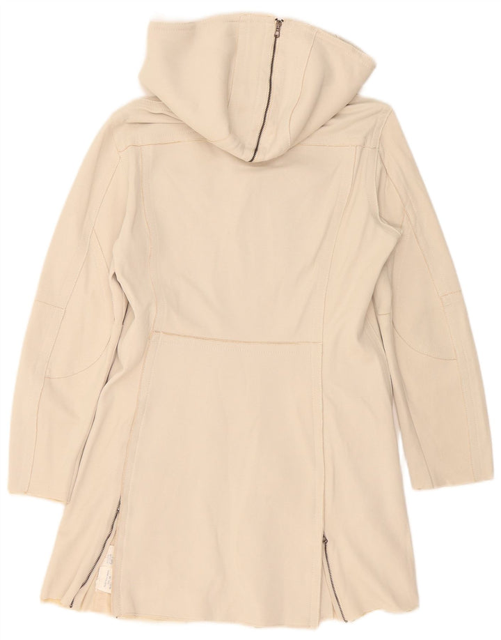 Calvin Klein Womens Hooded Overcoat UK 6 XS Beige Polyamide