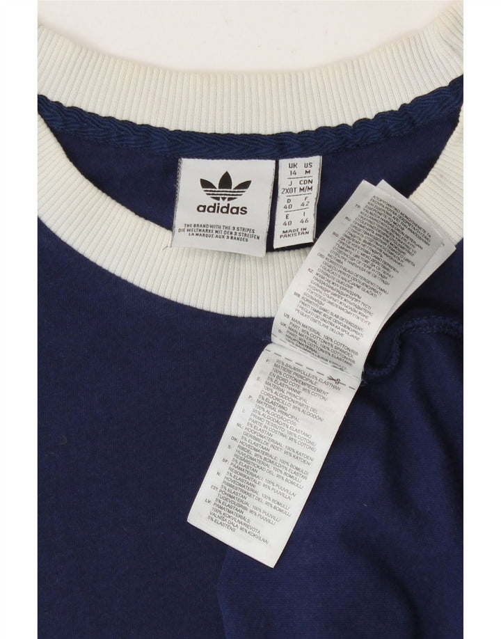 Adidas Womens T-Shirt Top UK 14 Medium Navy Blue