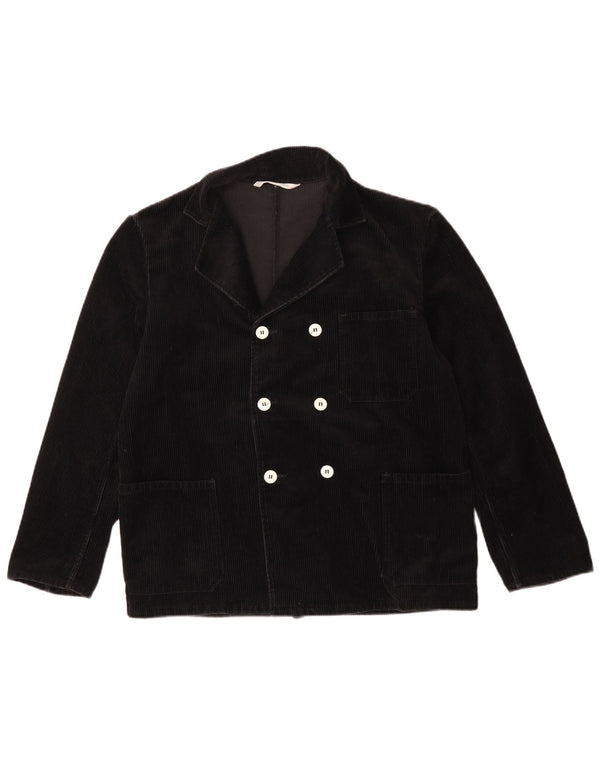 Vintage Mens Double Breasted Corduroy Blazer Jacket UK 40 Large Black