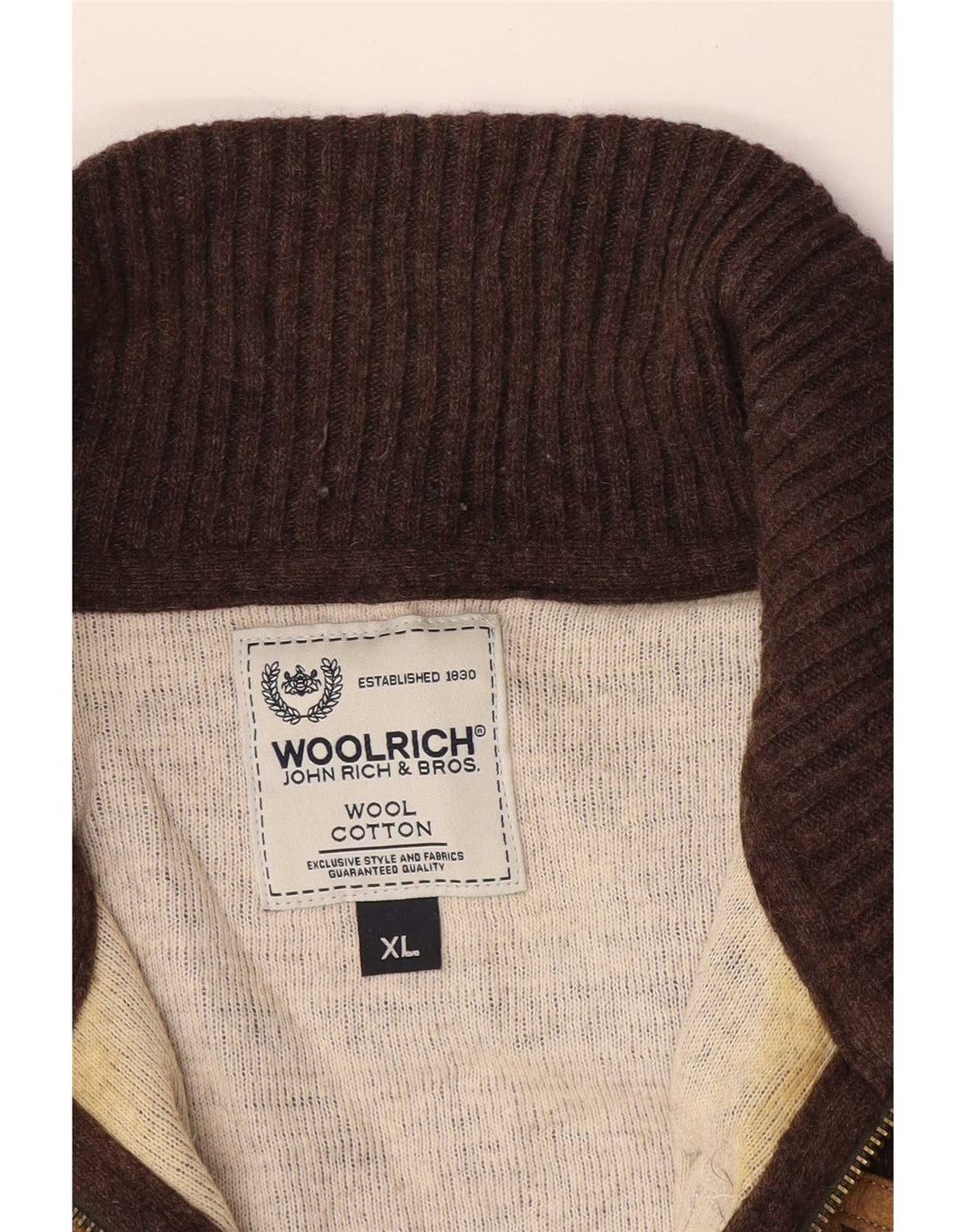 Woolrich Mens Graphic Cardigan Sweater XL Brown Wool
