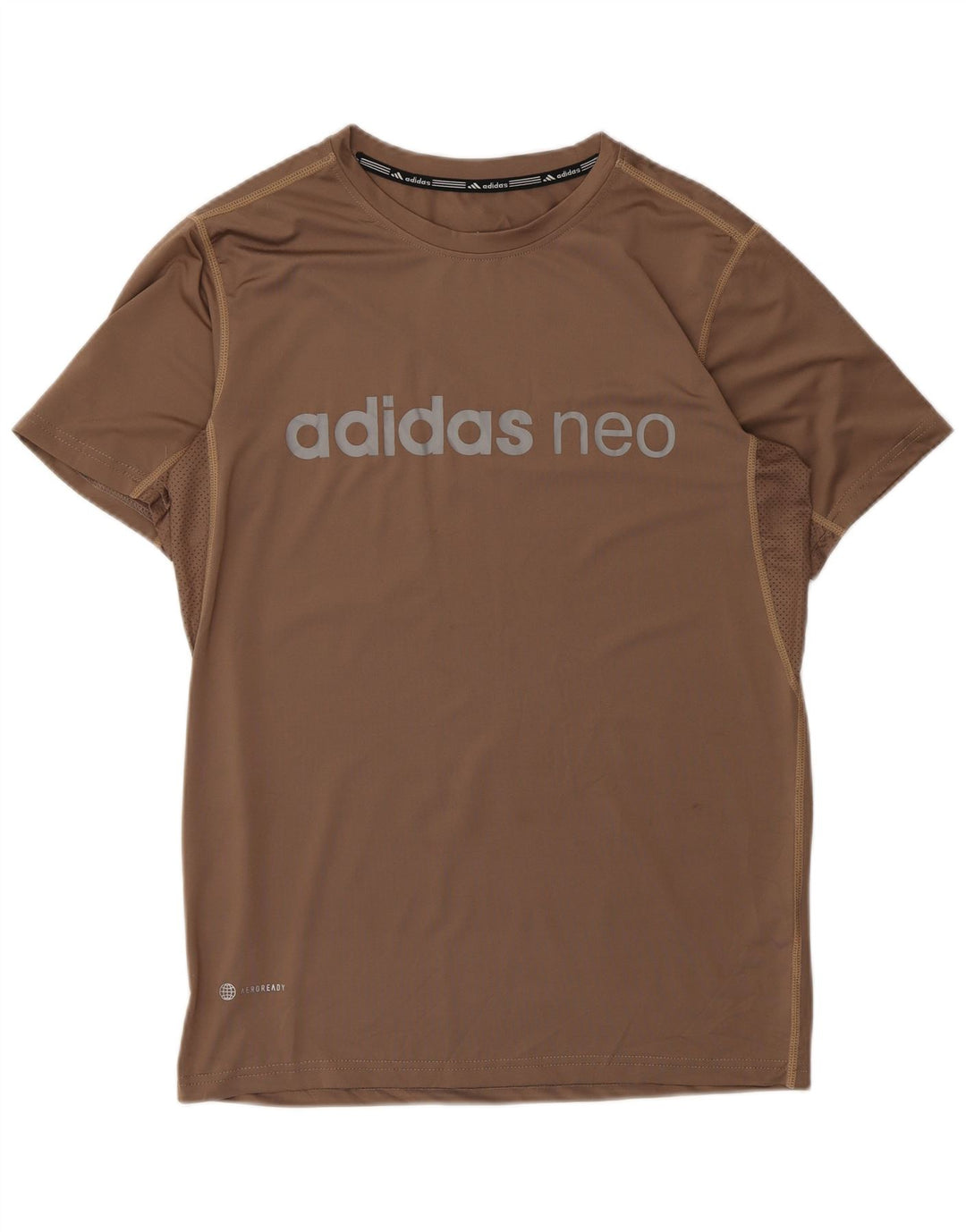 Adidas Mens Aeroready Graphic T-Shirt Top Large Brown Polyester