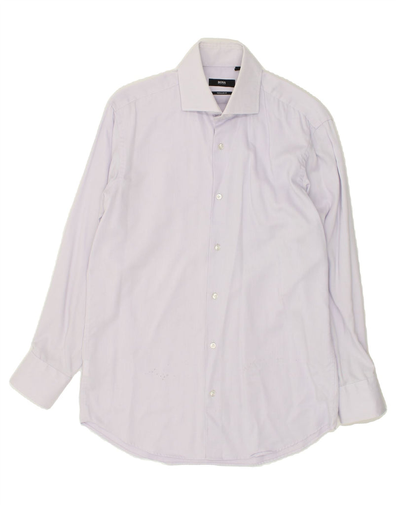 HUGO BOSS Mens Regular Fit Shirt Size 38 15 Medium Purple Cotton | Vintage Hugo Boss | Thrift | Second-Hand Hugo Boss | Used Clothing | Messina Hembry 