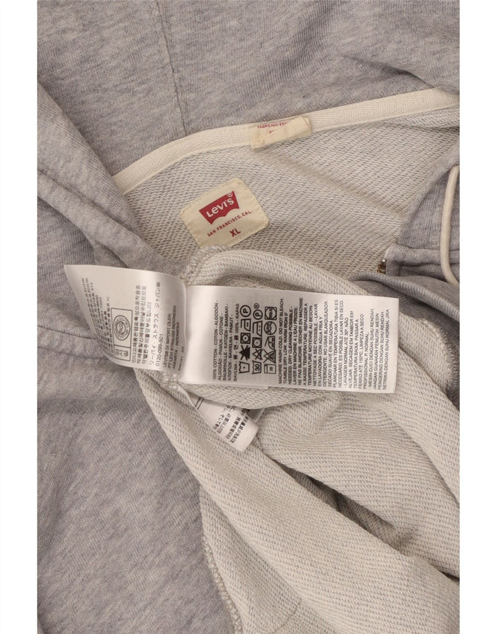 Levi's Mens Zip Hoodie Sweater XL Grey Flecked Cotton