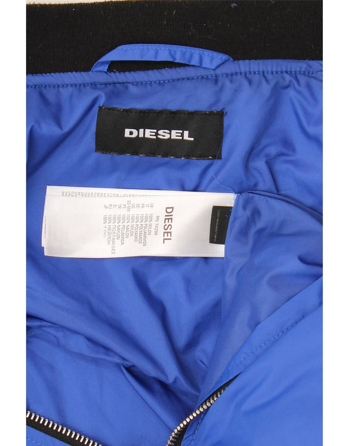 Diesel Boys Graphic Bomber Jacket 11-12 Years Blue Colourblock Nylon