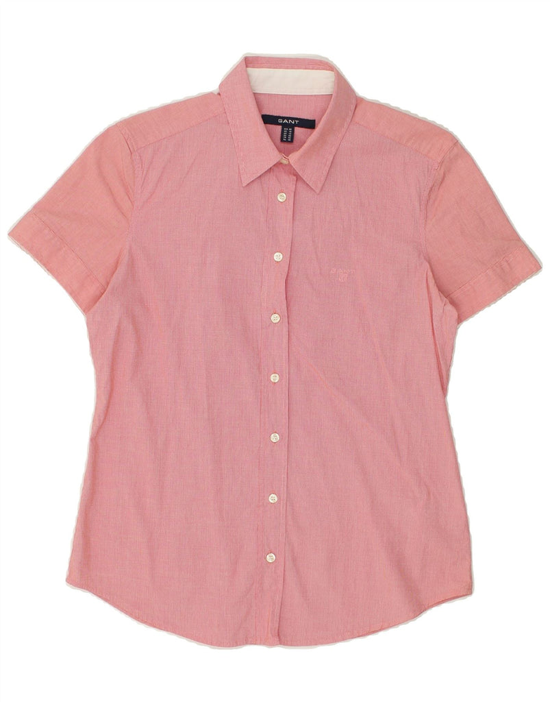 GANT Womens Short Sleeve Shirt UK 14 Medium Pink Cotton | Vintage Gant | Thrift | Second-Hand Gant | Used Clothing | Messina Hembry 