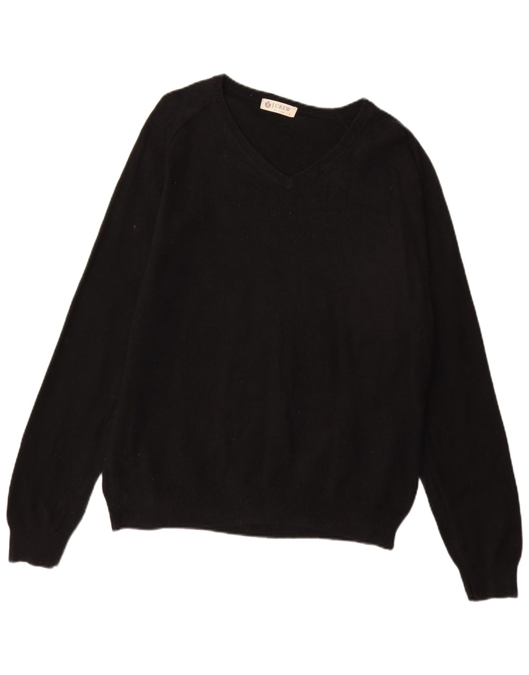 J. Crew Mens V-Neck Jumper Sweater Large Black Cotton