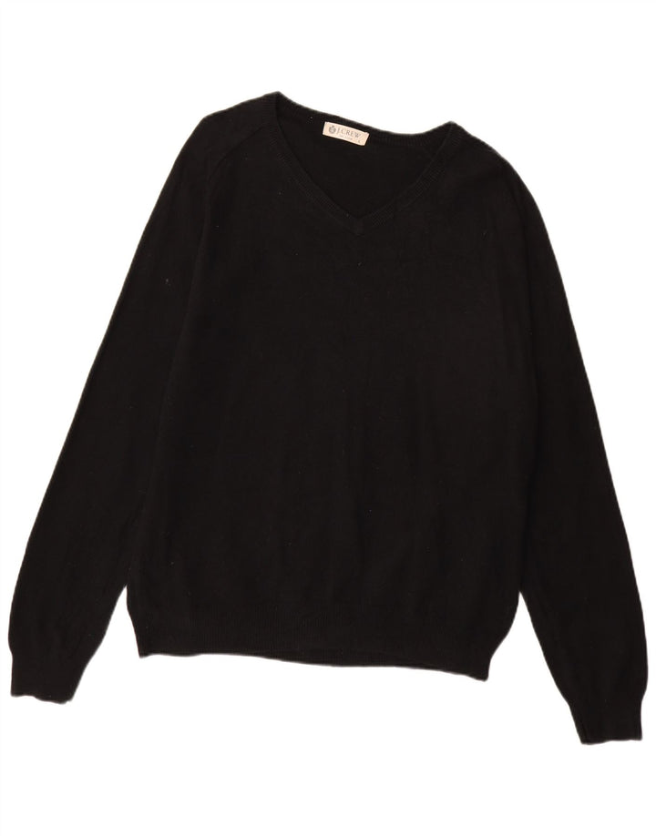 J. Crew Mens V-Neck Jumper Sweater Large Black Cotton