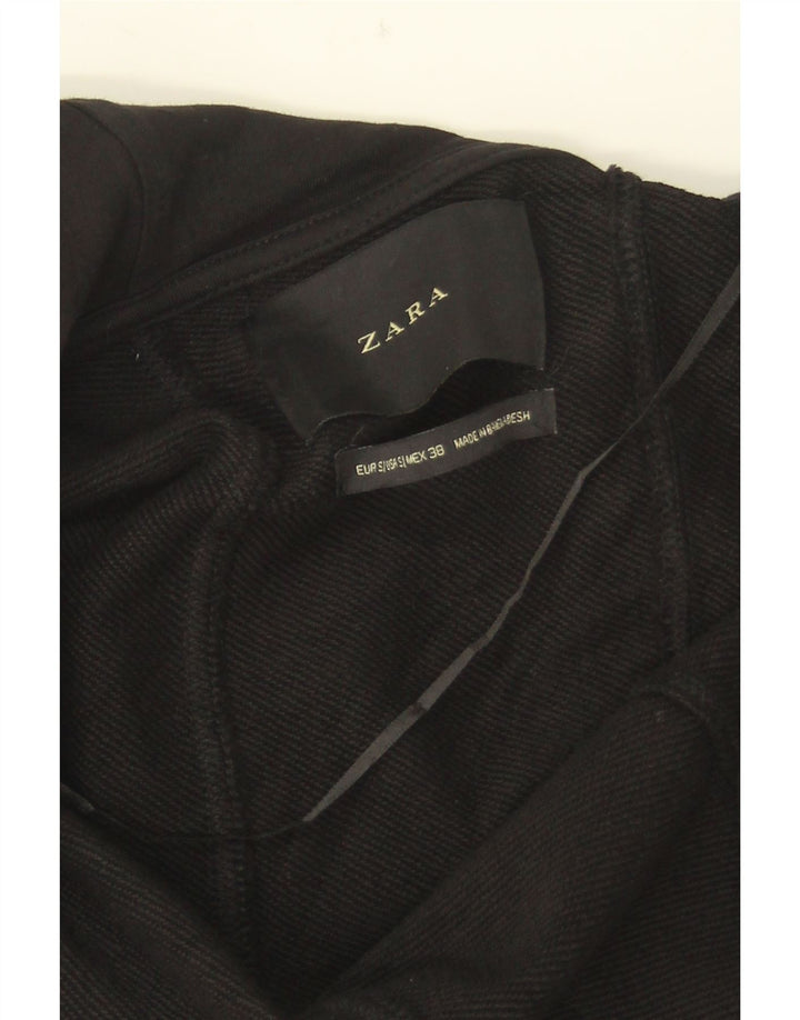 Zara Womens Oversized Hooded Open Cardigan Sweater UK 10 Small Black