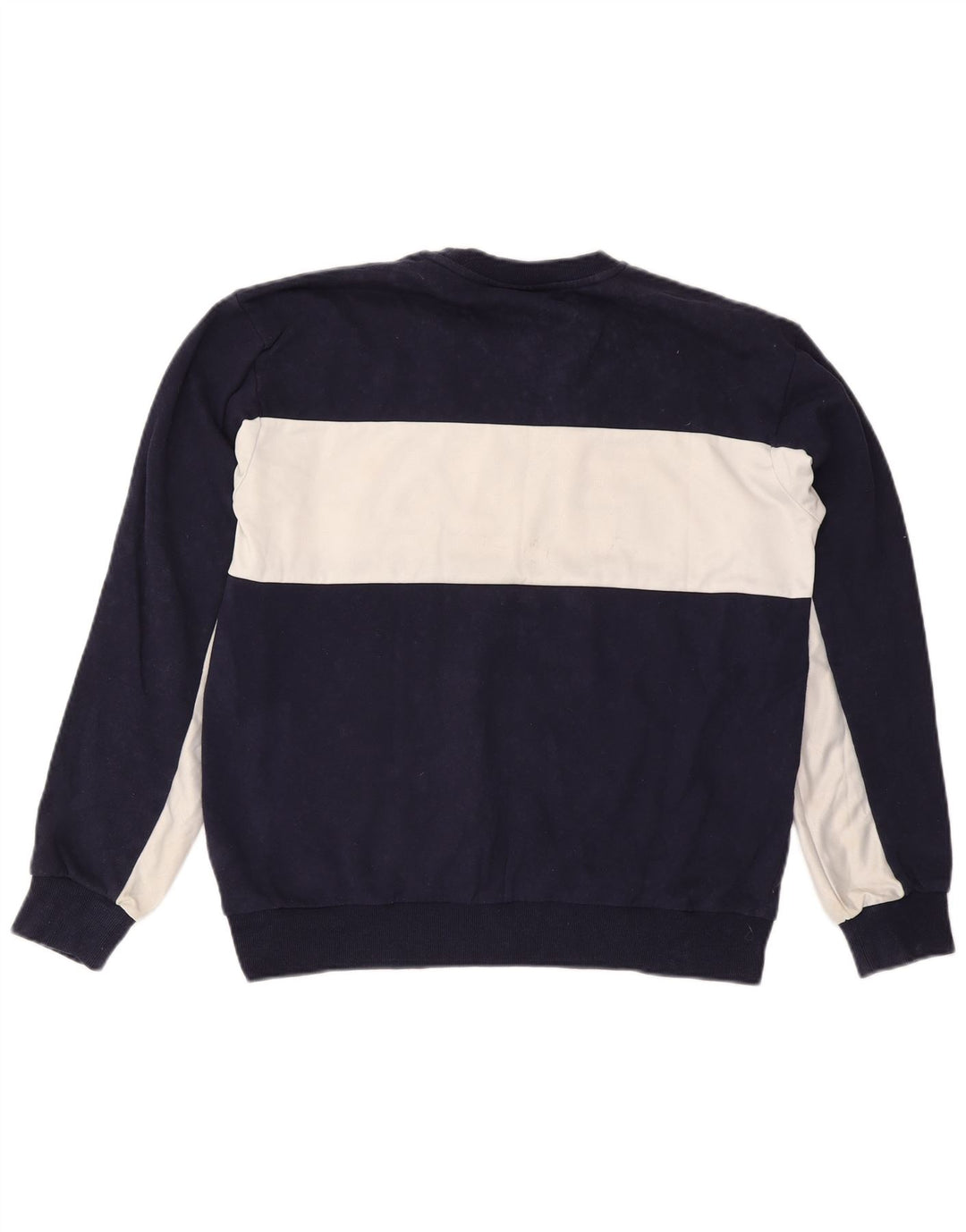 Fila Mens Graphic Sweatshirt Jumper Large Navy Blue Colourblock Cotton
