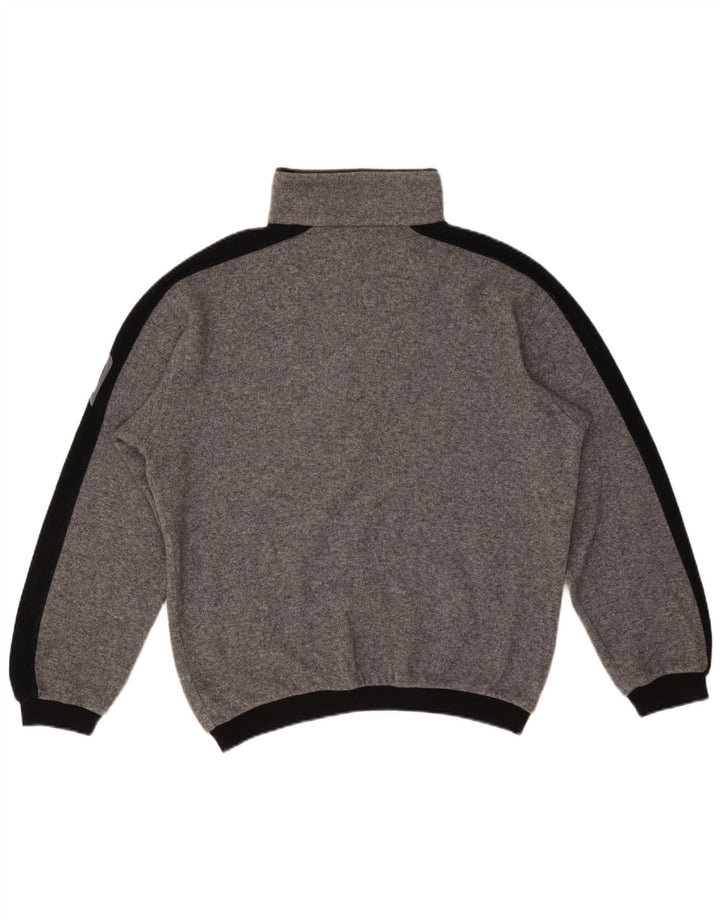 Bogner Mens Graphic Zip Neck Jumper Sweater Large Grey Colourblock Wool