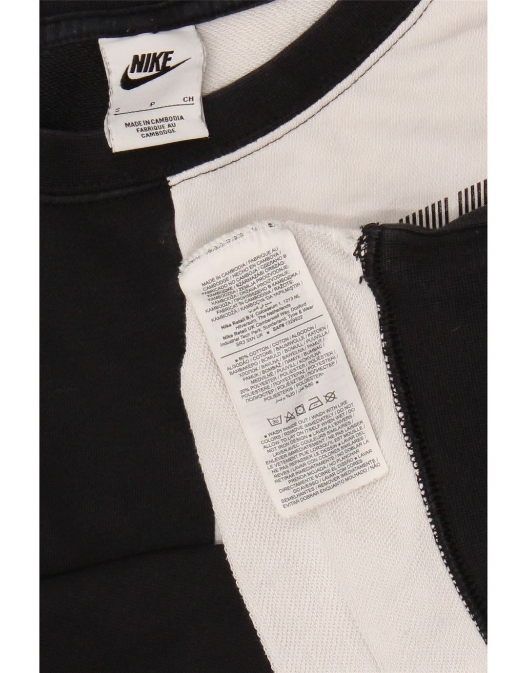 Nike Womens Graphic Sweatshirt Jumper UK 10 Small Black Colourblock