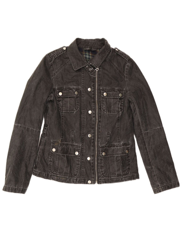 Topshop Womens Denim Jacket UK 8 Small Black Polyacrylic