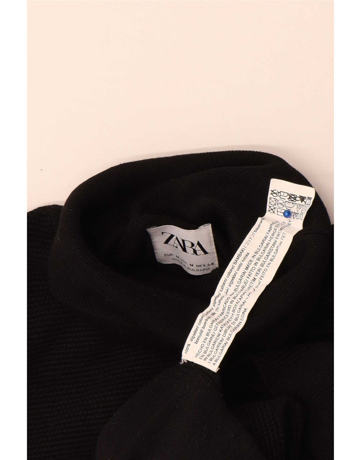 Zara Womens Roll Neck Jumper Sweater UK 14 Medium Black Cotton