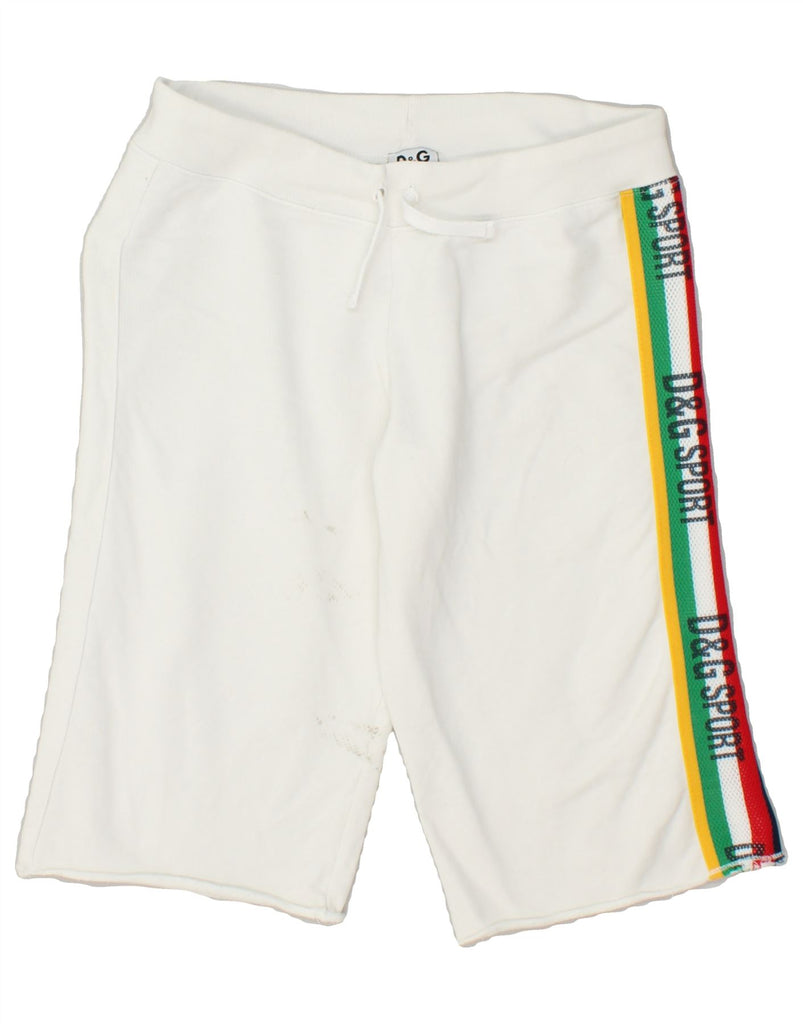 DOLCE & GABBANA Boys Graphic Sport Shorts 11-12 Years Medium White Cotton | Vintage Dolce & Gabbana | Thrift | Second-Hand Dolce & Gabbana | Used Clothing | Messina Hembry 