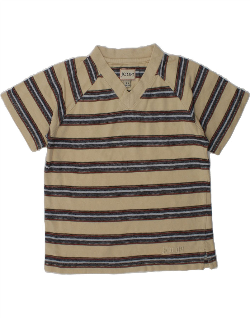 JOOP Boys T-Shirt Top 4-5 Years Beige Striped Cotton | Vintage Joop | Thrift | Second-Hand Joop | Used Clothing | Messina Hembry 