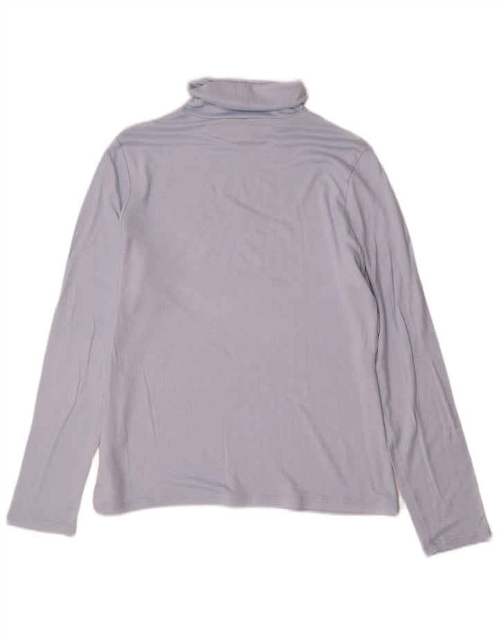 Marks & Spencer Womens Roll Neck Top Long Sleeve UK 16 Large  Blue Viscose