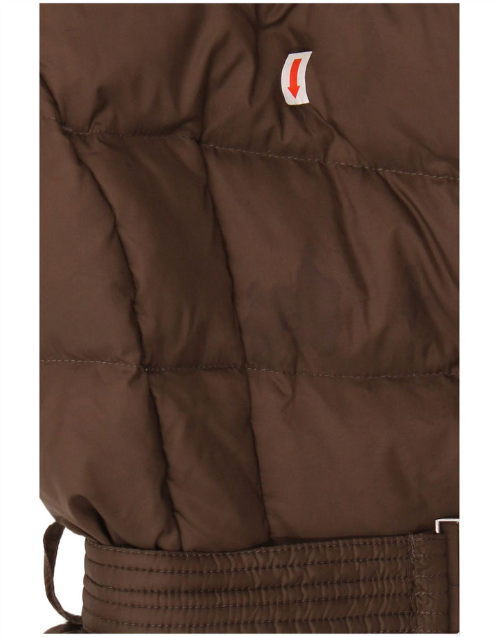 BENETTON Womens Hooded Padded Jacket IT 44 Medium Brown Polyamide