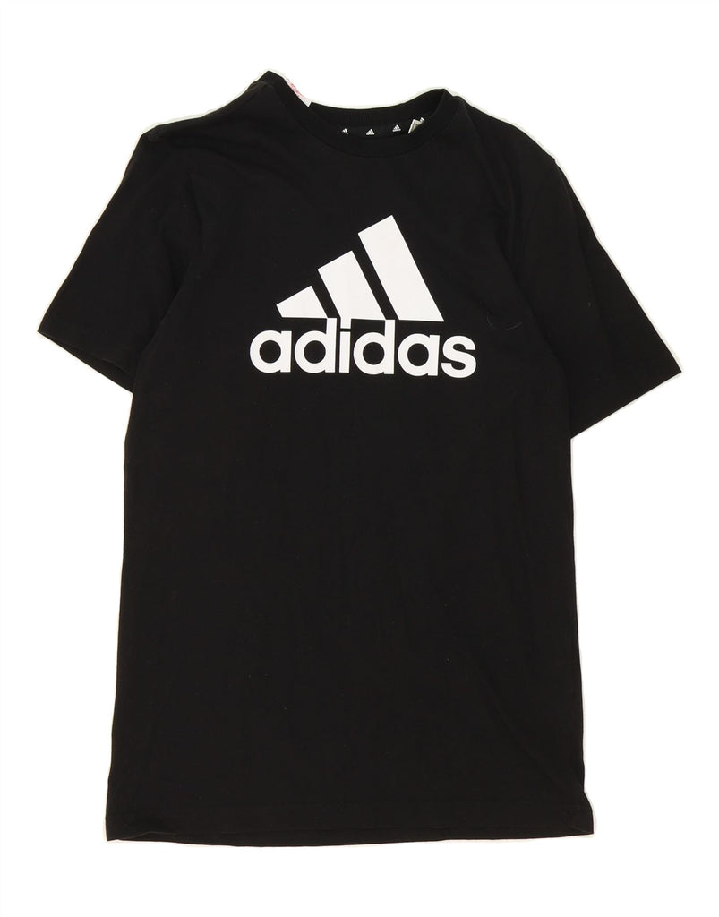 ADIDAS Boys Graphic T-Shirt Top 15-16 Years Black Cotton Vintage Adidas and Second-Hand Adidas from Messina Hembry 