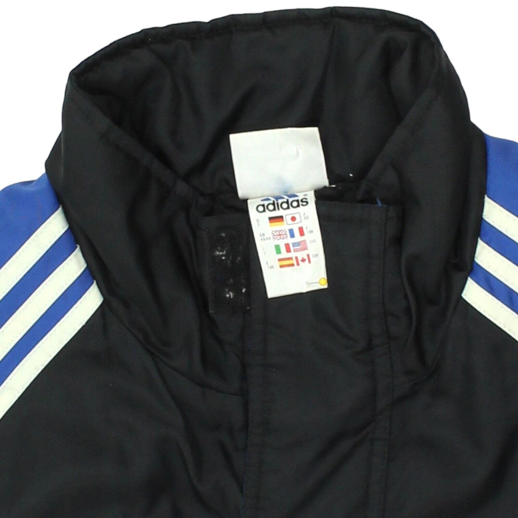 Adidas Mens Black Blue Padded Bench Coat Jacket | Vintage 90s Sportswear VTG | Vintage Messina Hembry | Thrift | Second-Hand Messina Hembry | Used Clothing | Messina Hembry 