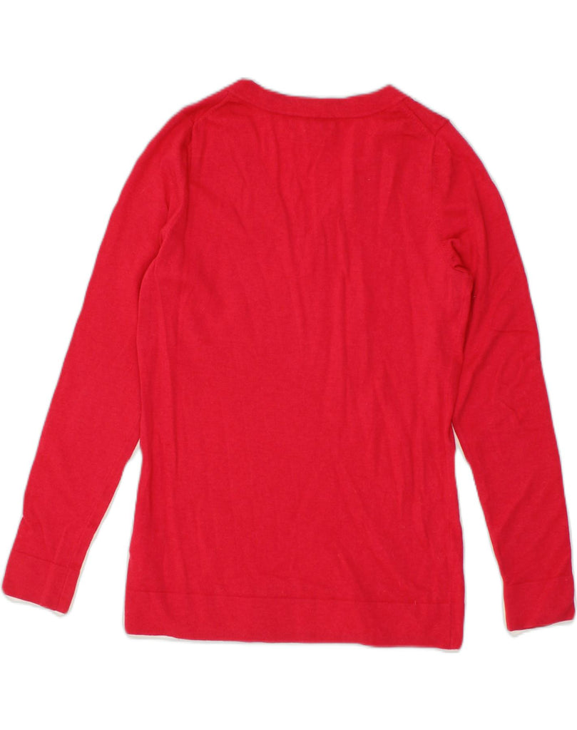 BANANA REPUBLIC Womens V-Neck Jumper Sweater UK 12 Medium Red Wool | Vintage Banana Republic | Thrift | Second-Hand Banana Republic | Used Clothing | Messina Hembry 