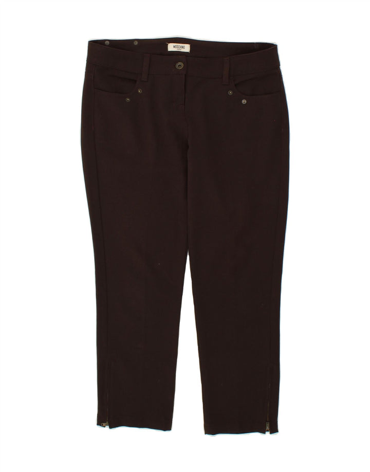 MOSCHINO Womens Slim Cropped Trousers UK 12 Medium W32 L25 Brown Polyester Vintage Moschino and Second-Hand Moschino from Messina Hembry 