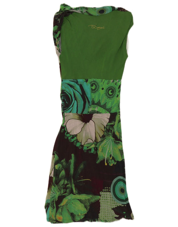Desigual Womens Graphic Sleeveless A-Line Dress UK 6 XS Green Geometric