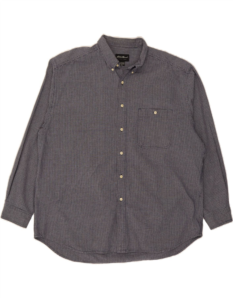 EDDIE BAUER Mens Shirt 2XL Navy Blue Check Cotton Vintage Eddie Bauer and Second-Hand Eddie Bauer from Messina Hembry 