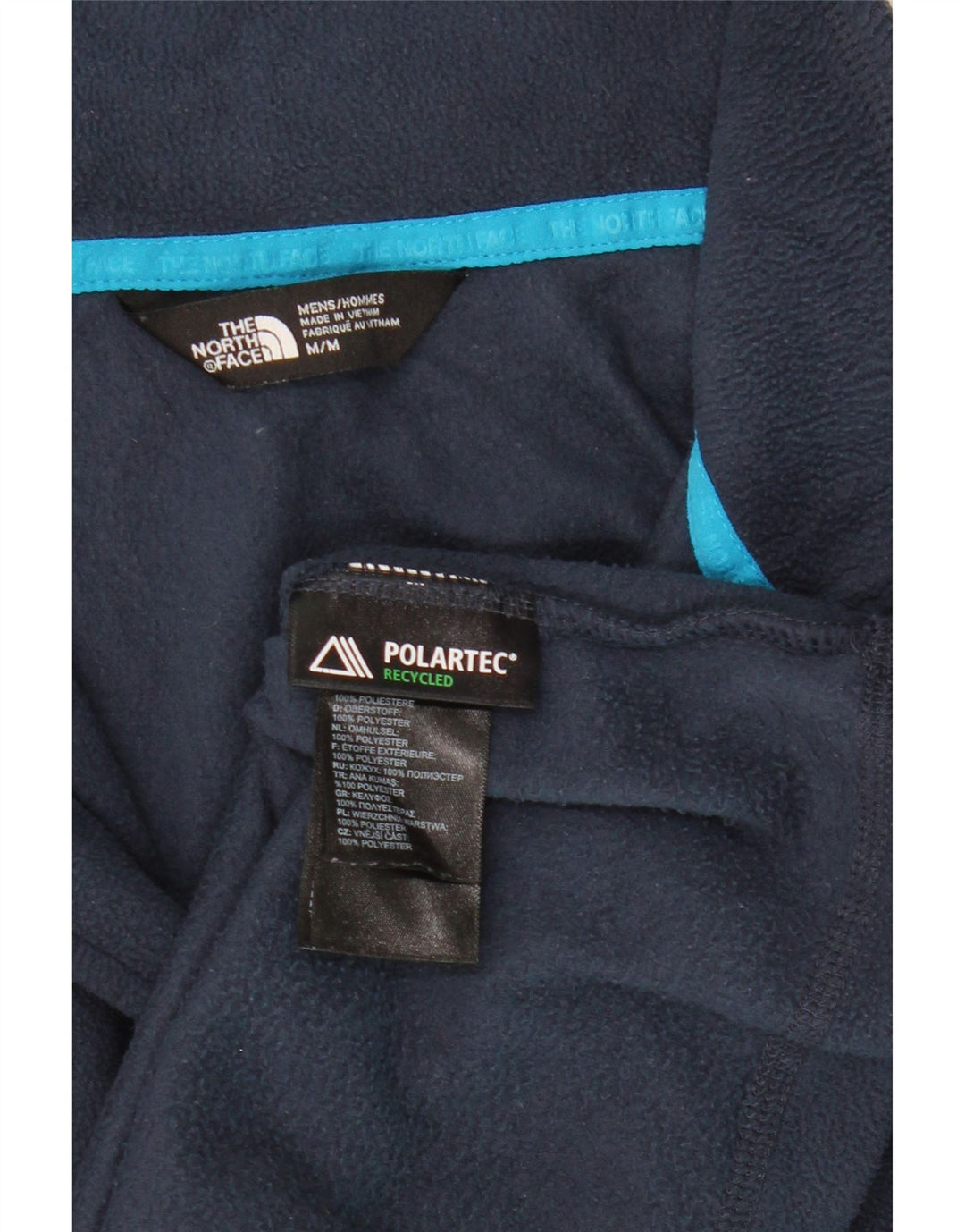 THE NORTH FACE Mens Zip Neck Fleece Jumper Medium Navy Blue Polyester