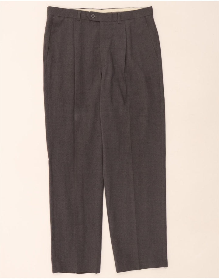Marks & Spencer Mens Pegged Suit Trousers W34 L31 Grey Polyester