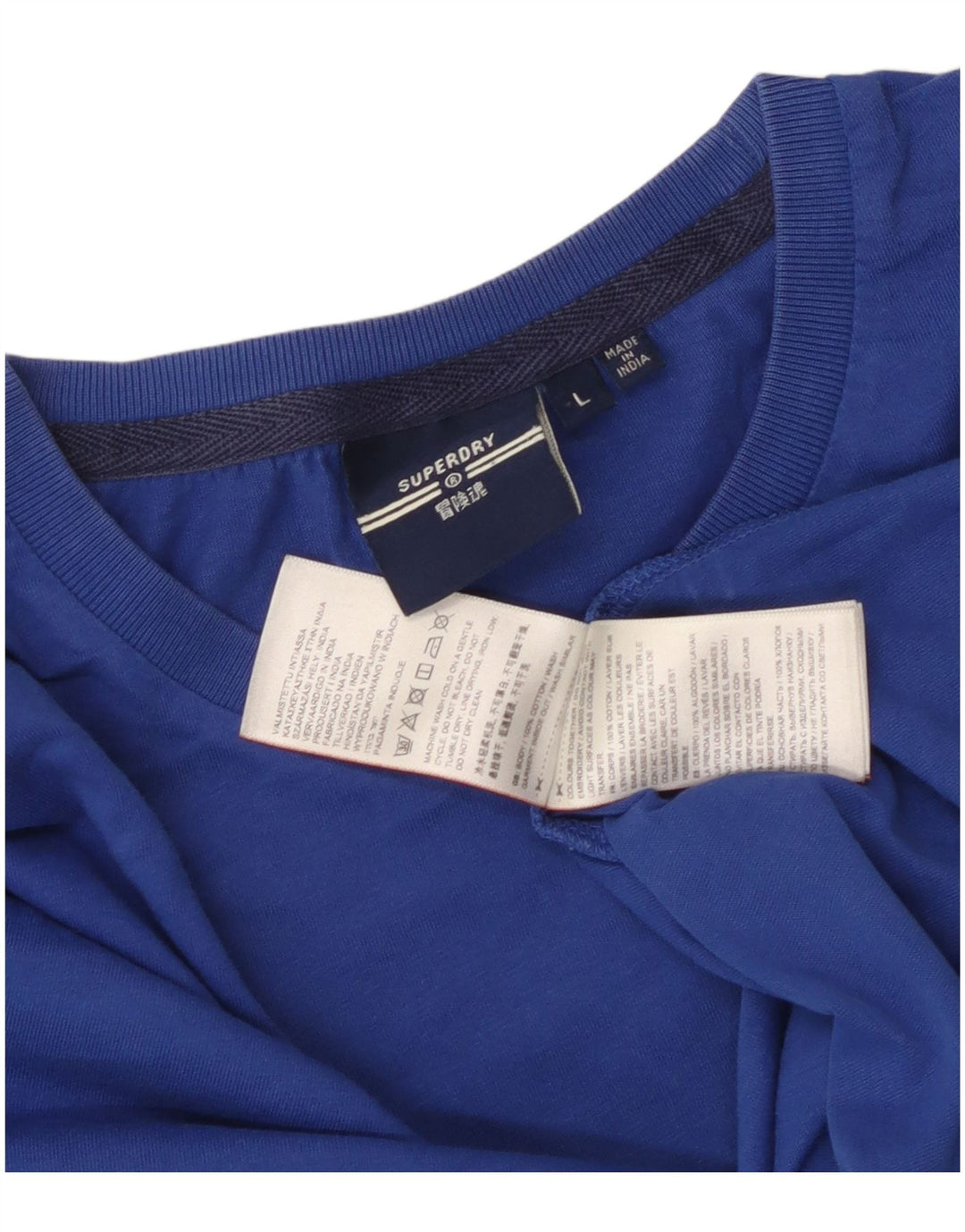 Superdry Mens T-Shirt Top Large Blue Cotton