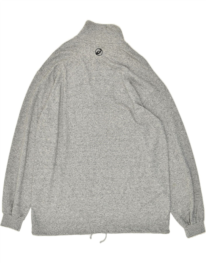 ASICS Mens Zip Neck Sweatshirt Jumper 2XL Grey Flecked Cotton | Vintage Asics | Thrift | Second-Hand Asics | Used Clothing | Messina Hembry 
