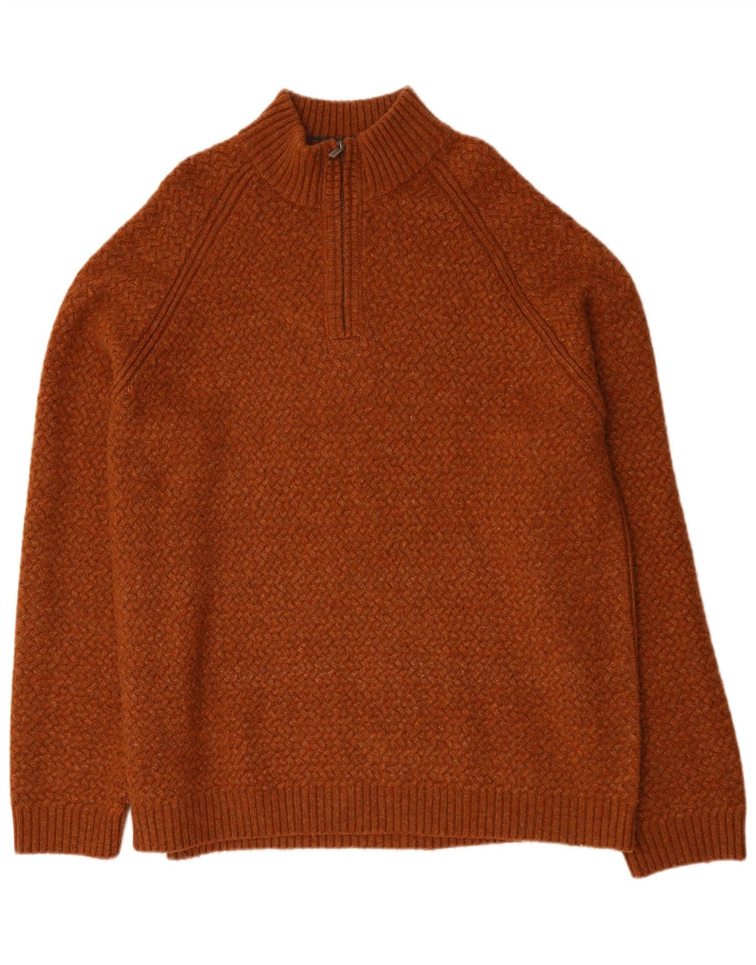 Fat Face Mens Zip Neck Jumper Sweater 3XL Brown Chevron