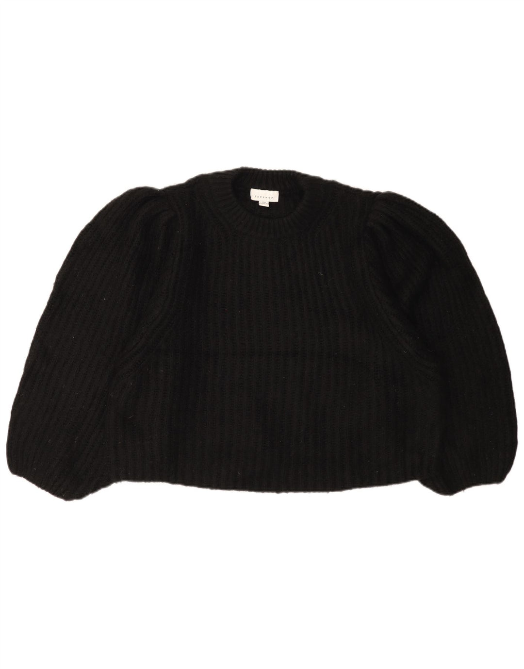 Topshop Womens Crop Oversized Crew Neck Jumper Sweater UK 14 Medium Black