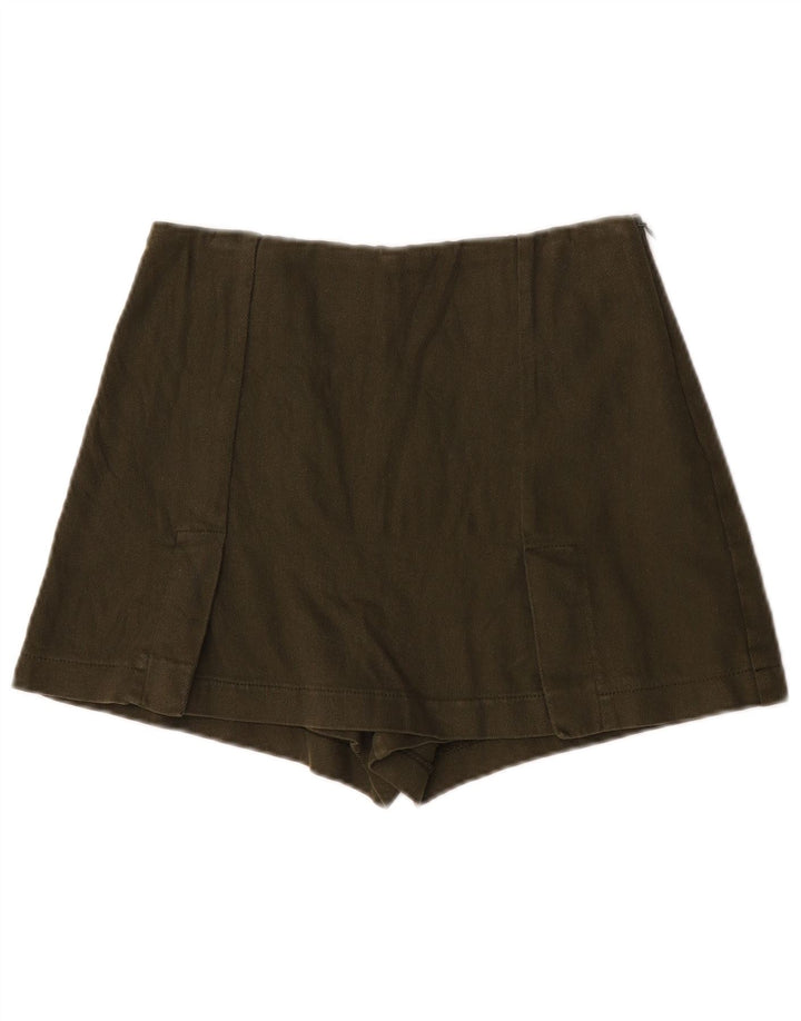 Zara Womens Hot Pants XS W24 Khaki Cotton