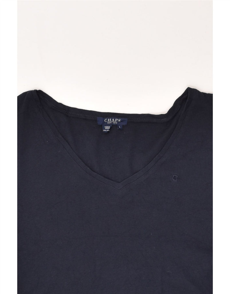 CHAPS Womens T-Shirt Top UK 14 Large Navy Blue Cotton | Vintage Chaps | Thrift | Second-Hand Chaps | Used Clothing | Messina Hembry 