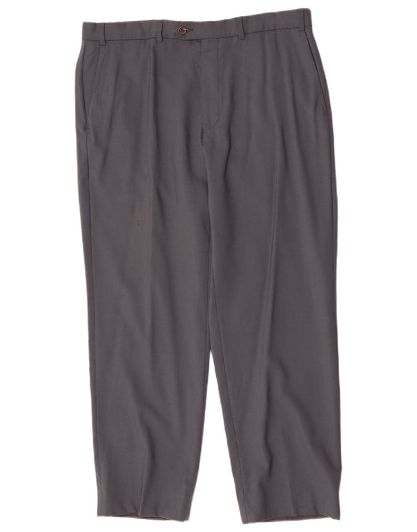 Marks & Spencer Mens Straight Suit Trousers W36 L29 Grey New Wool