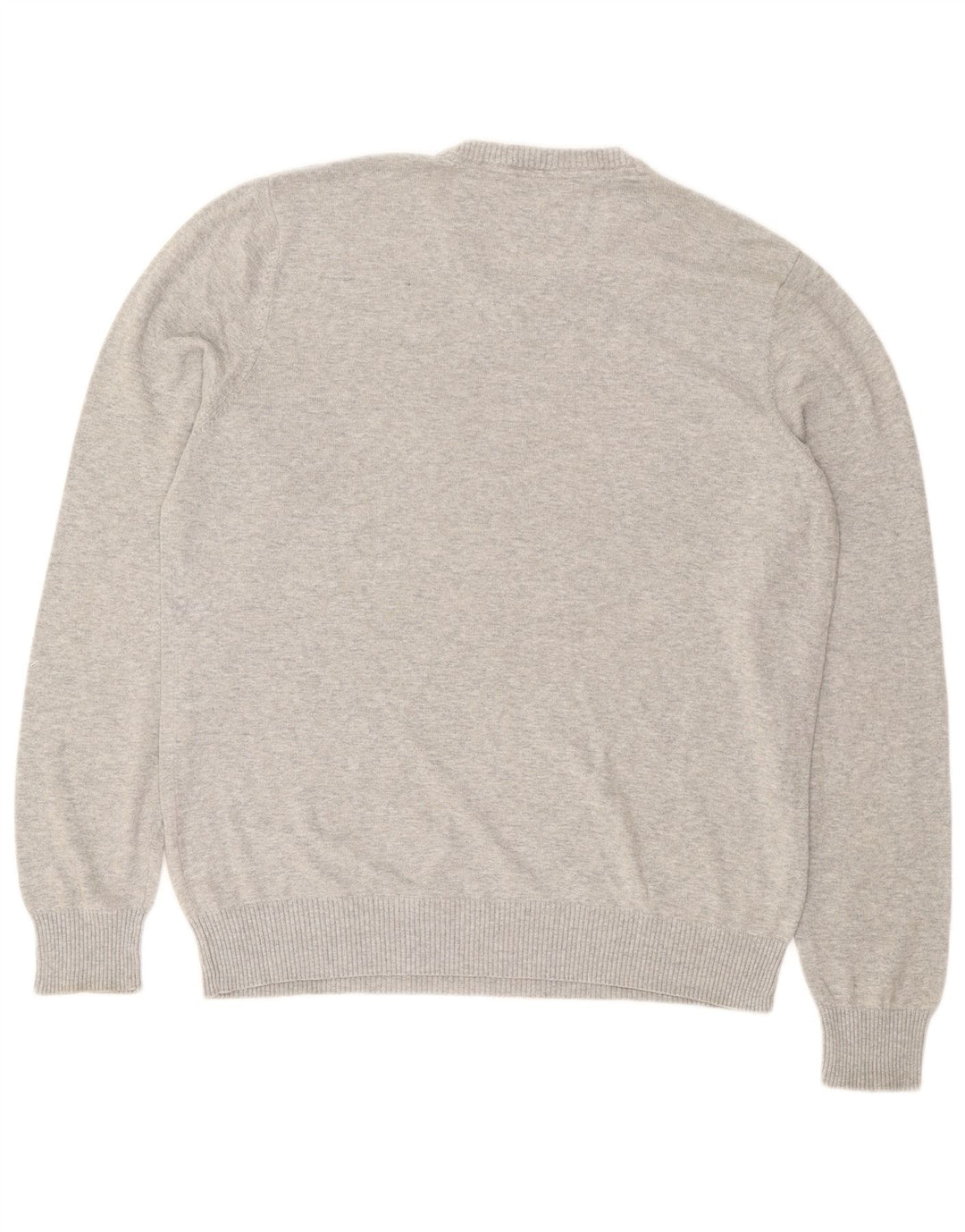 CREW CLOTHING Mens V-Neck Jumper Sweater Large Grey Cotton