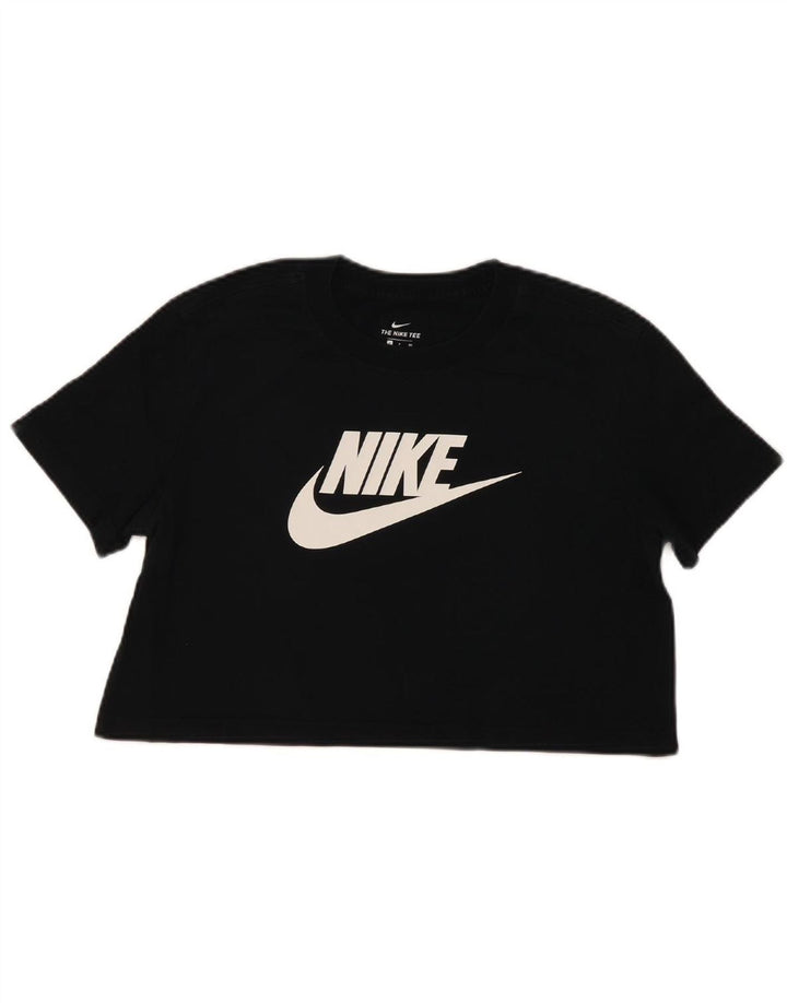 NIKE Womens Oversized Crop Graphic T-Shirt Top UK 10 Small Black