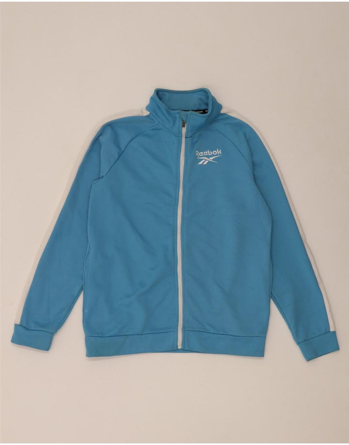 Reebok Boys Tracksuit Top Jacket 15-16 Years Blue Colourblock Polyester