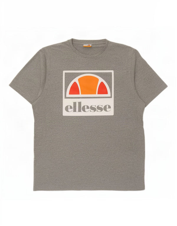 Ellesse Mens Graphic T-Shirt Top Large Grey Flecked Cotton