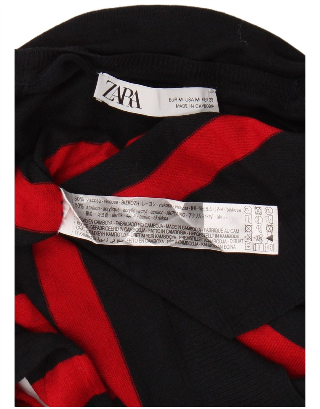 Zara Womens Boat Neck Jumper Sweater UK 14 Medium Navy Blue Striped Viscose