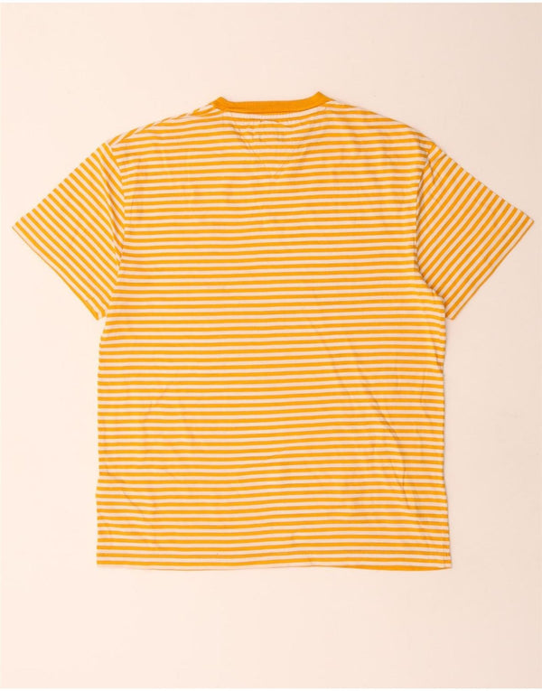 Tommy Hilfiger Mens T-Shirt Top Small Yellow Striped Cotton