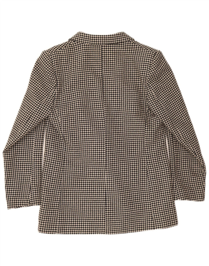 Vintage Womens Double Breasted Blazer Jacket UK 12 Medium Black Houndstooth