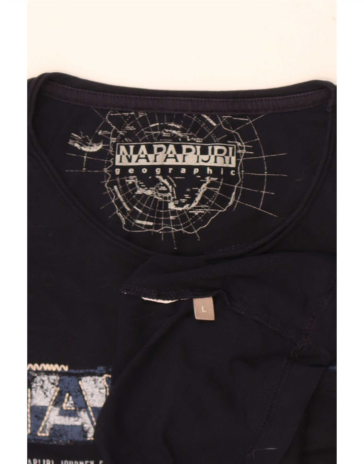 Napapijri Mens Graphic T-Shirt Top Large Navy Blue