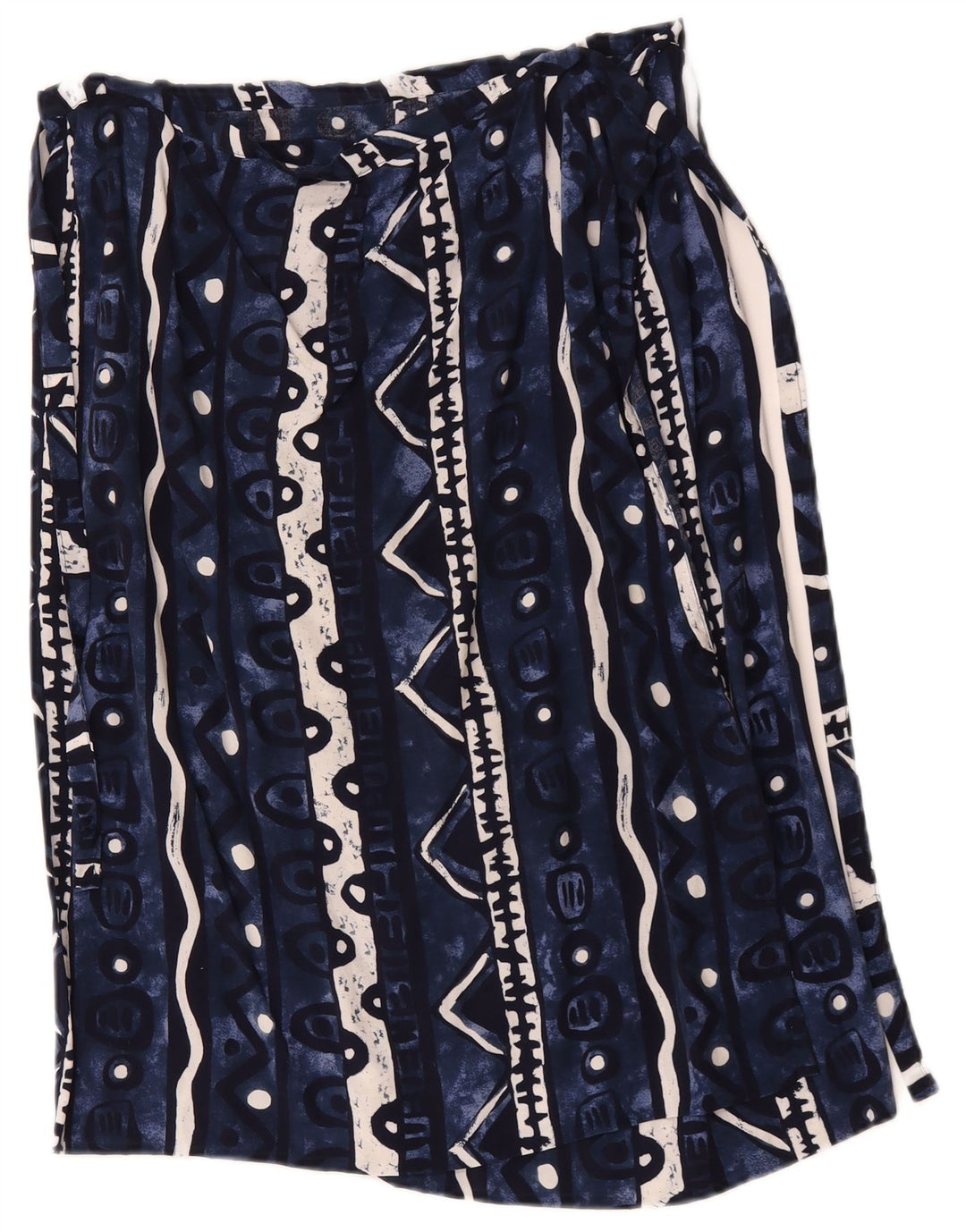 Vintage Womens Wrap Skirt W34 Large Navy Blue Geometric